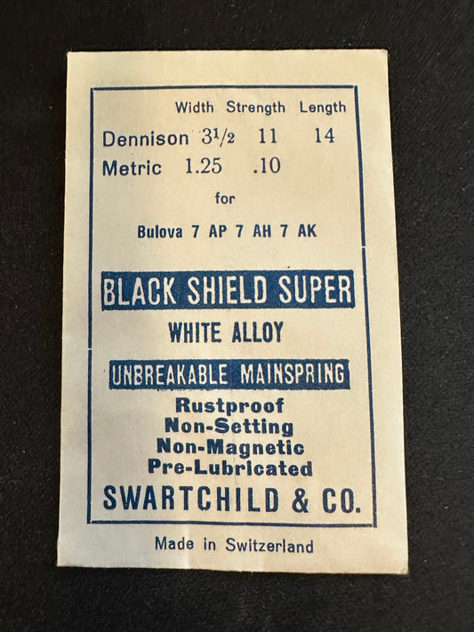 Swartchild Black Shield SUPER Mainspring for Bulova 7AP, 7AH, 7AK - Alloy