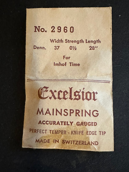Excelsior #2960 TIME Mainspring for Imhof Alarm / Travel Clocks