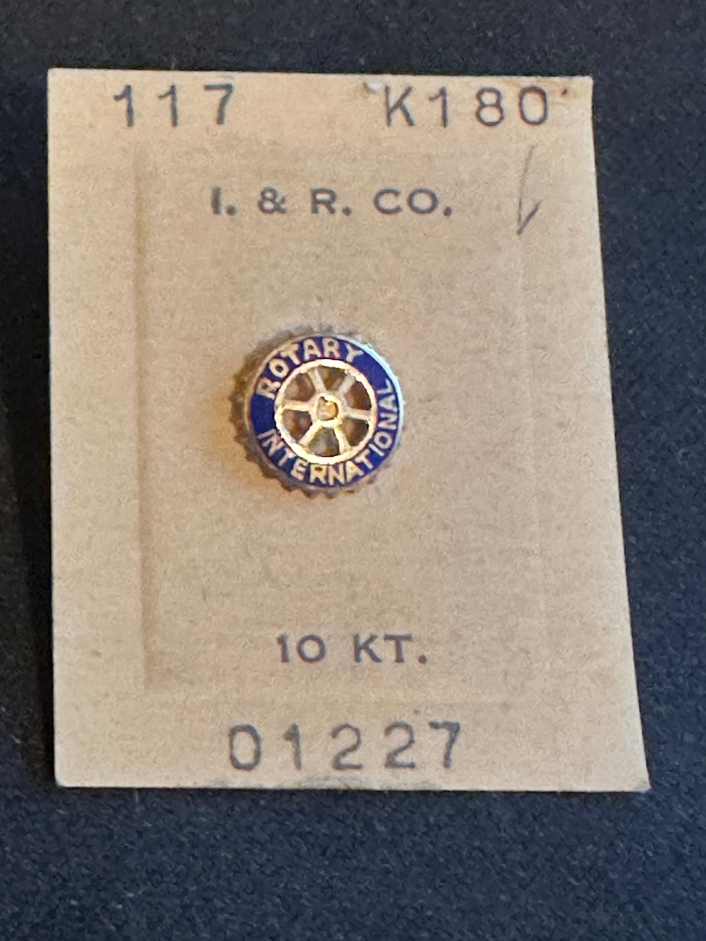 I. & R. Co Rotary International Pin in 10k Gold - NOS with tags