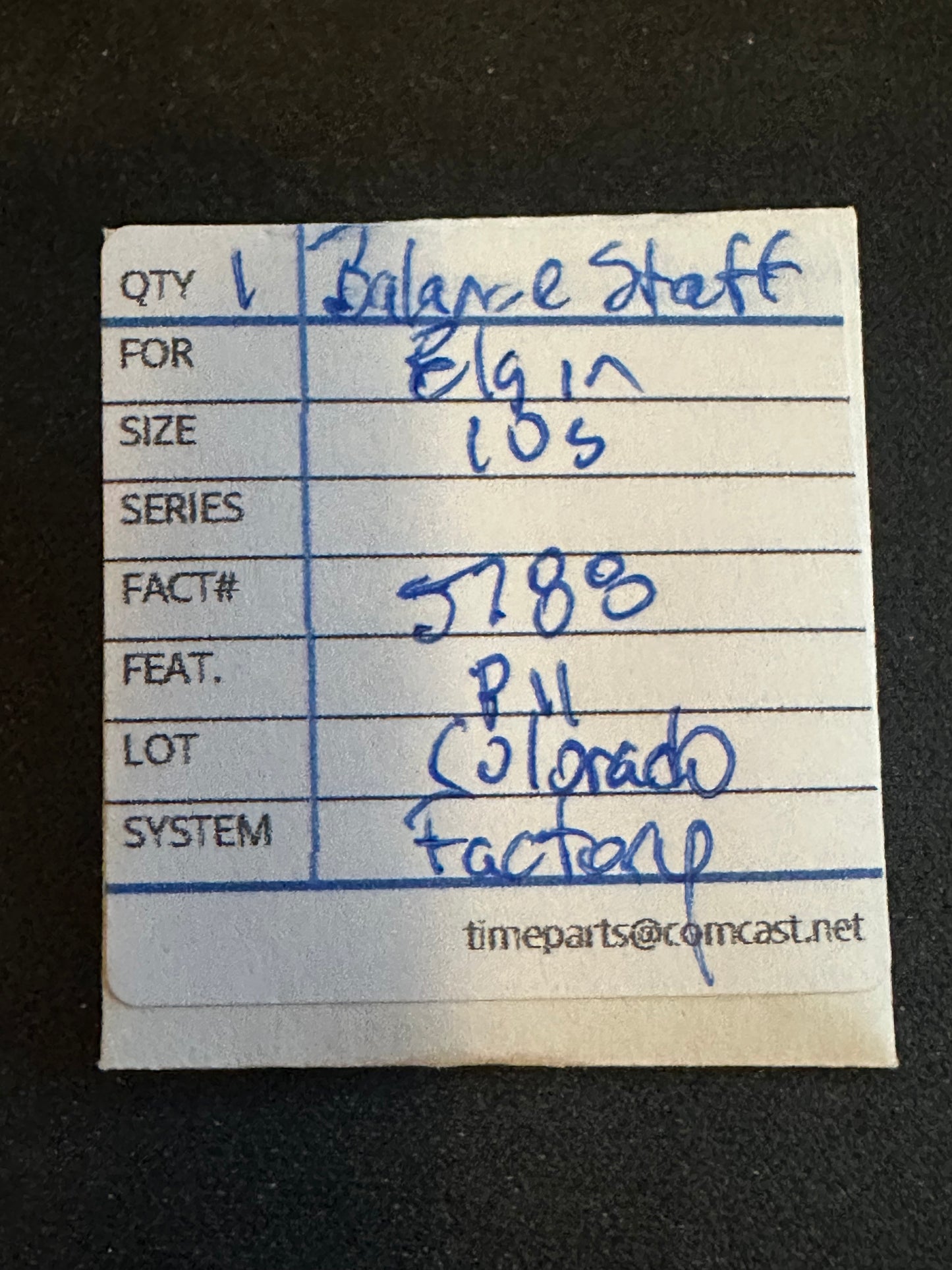 Elgin Factory Balance Staff for 10s Grade 542, 543 & 546 - #5788