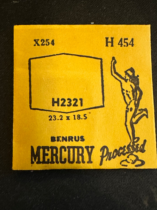Mercury Flat Crystal H2321 (GS H454) for BENRUS - 23.2 x 18.5 mm - New