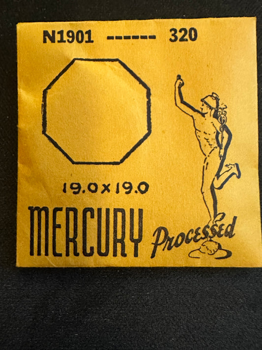 Mercury Flat Octagon Crystal N1901 (GS N320) for Swiss Watches - 19.0 x 19.0 mm - New