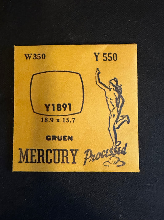 Mercury Flat Crystal Y1891 (GS Y550) for GRUEN - 18.9 x 15.7 mm - New