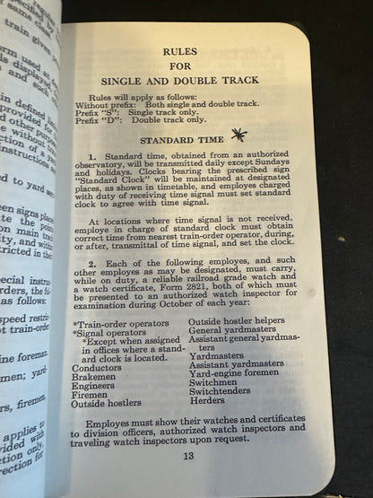 Southern Pacific Railroad Transportation Dept. Rules & Regulations 1969