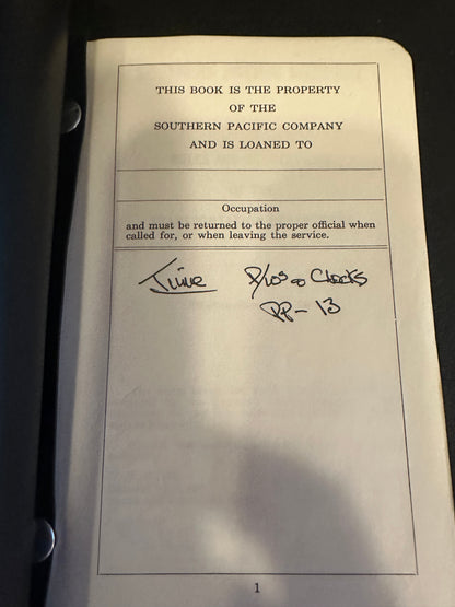 Southern Pacific Railroad Transportation Dept. Rules & Regulations 1969