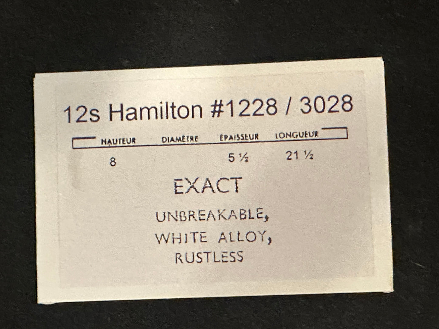 Hamilton 12s Mainspring No. 1228 / 3028 (EXACT) - Alloy