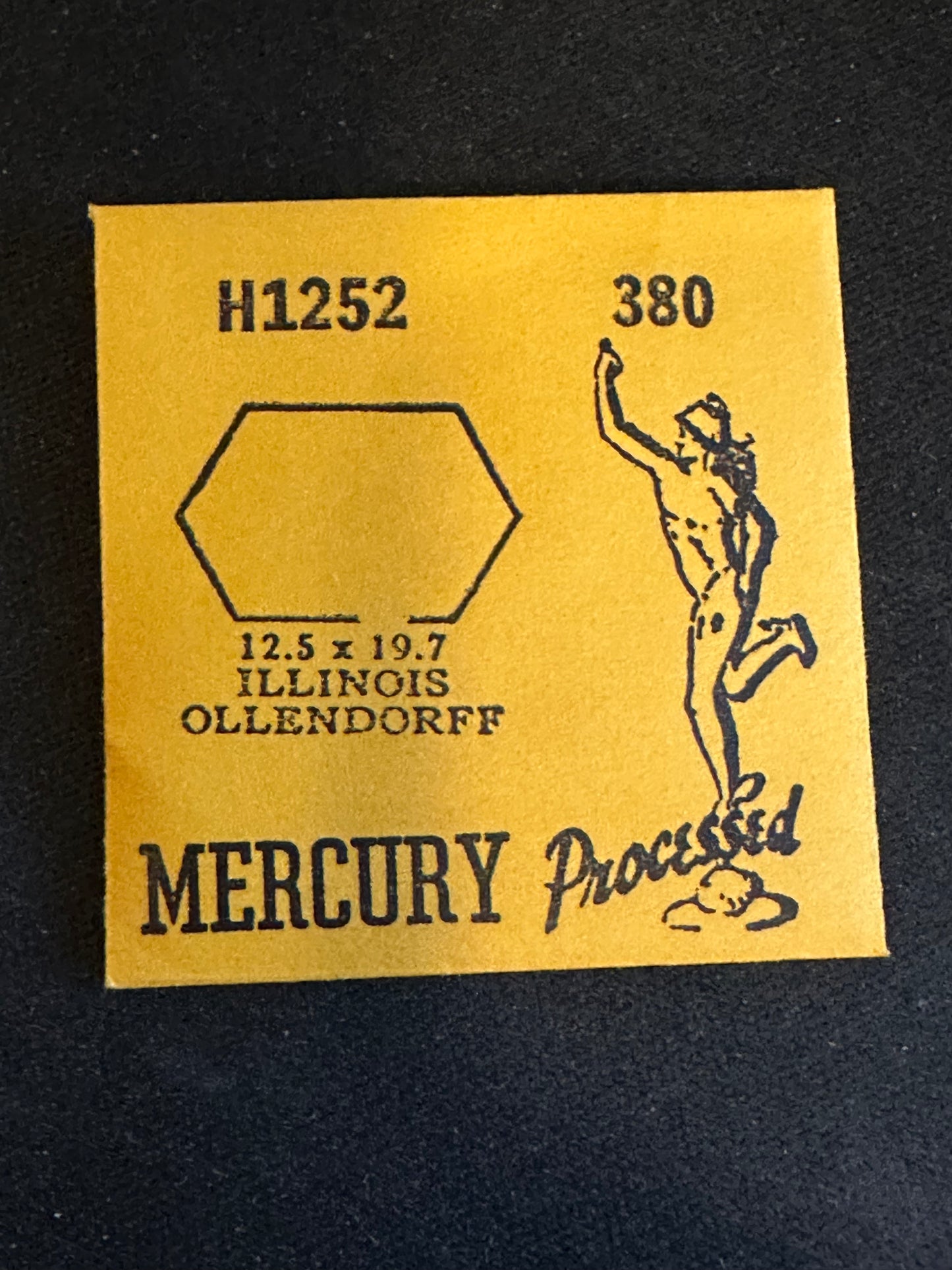 Mercury Flat Crystal H1252 (GS H380) for ILLINOIS - 12.5 x 19.7 mm - New