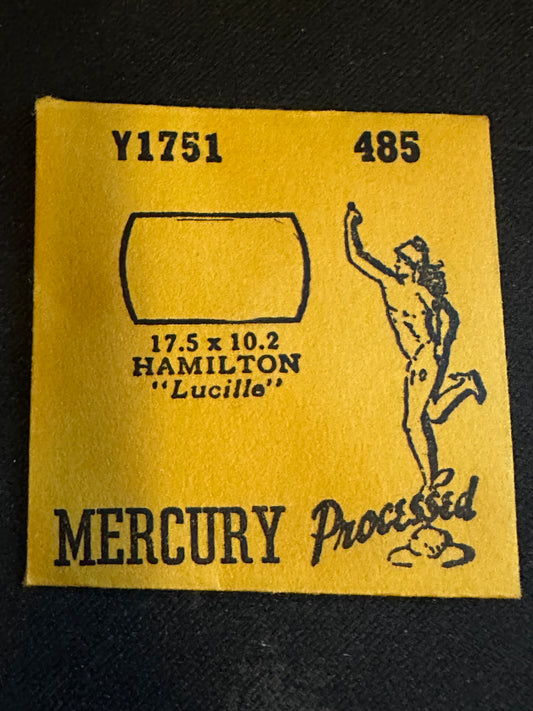 Mercury Flat Crystal Y1751 (GS Y485) for HAMILTON Lucille - 17.5 x 10.2 mm - New