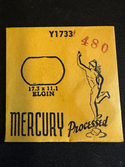 Mercury Flat Crystal Y1733 (GS Y480) for ELGIN - 17.3 x 11.1 mm - New