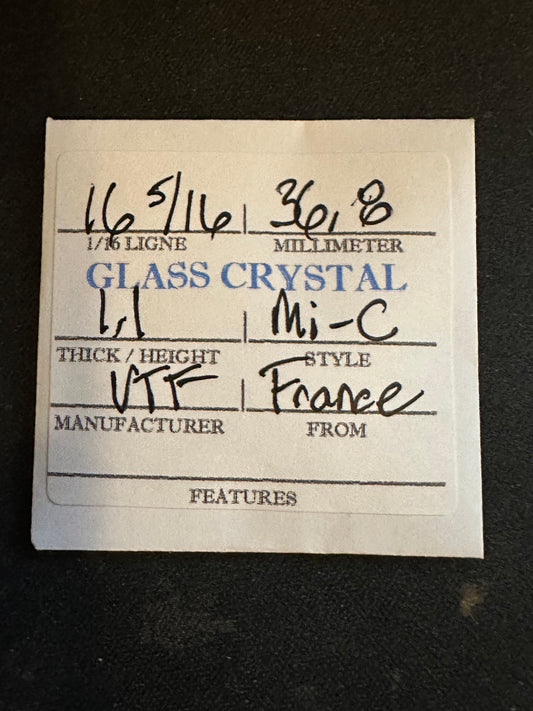 VTF Vintage Glass Watch Crystal 16-5/16 (~36.8mm) - NOS