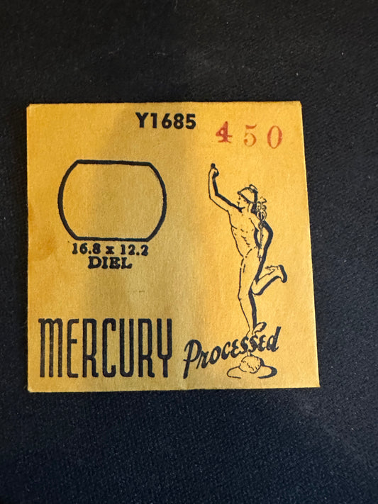 Mercury Flat Crystal Y1685 (GS Y450) for DIEL - 16.8 x 12.2 mm - New