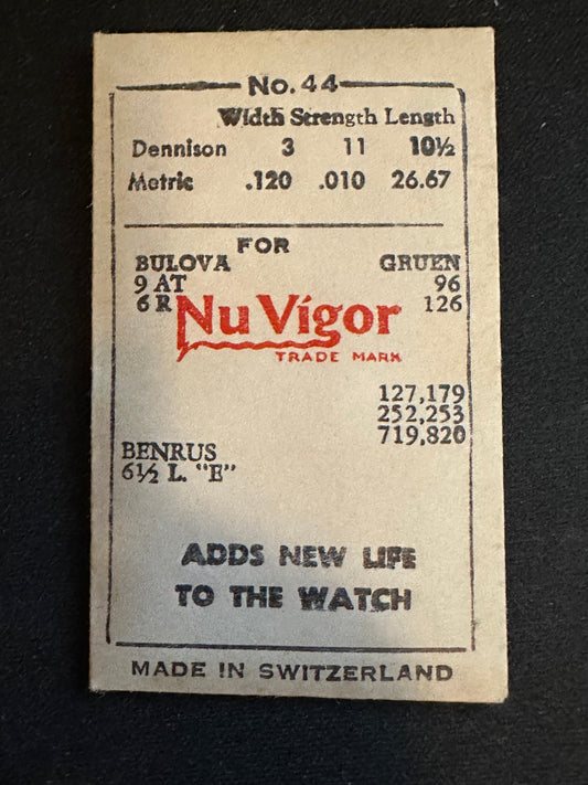 NuVigor Mainspring #44 for Bulova 6R, 9AT, Benrus E, Gruen 96, 126, etc. - Steel
