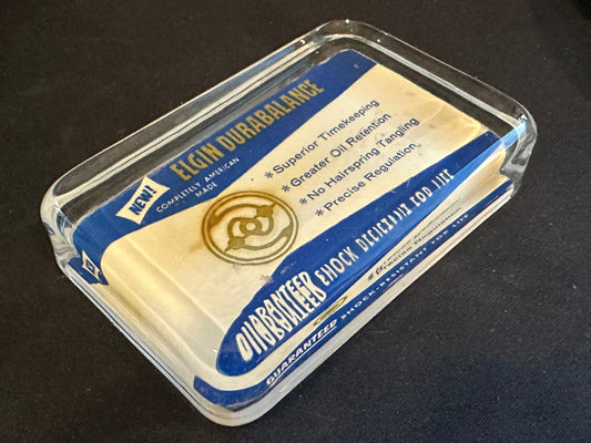 Elgin Durabalance Glass Advertising Paperweight