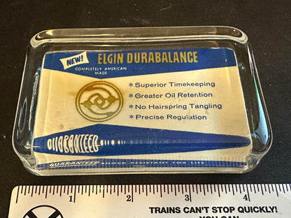 Elgin Durabalance Glass Advertising Paperweight