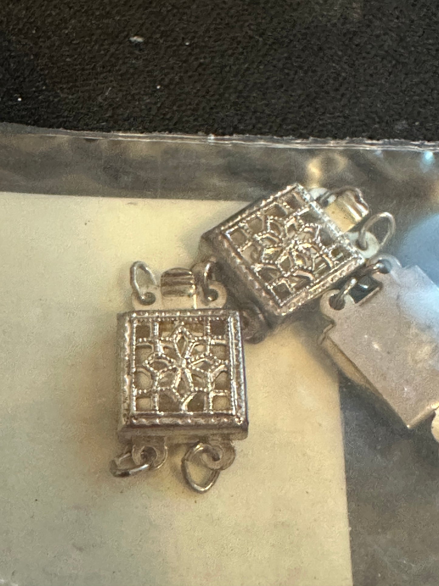 Pack of 3 - Sterling Silver 15.5 x 8.5mm Filigree Box Safety Clasps, 2-Strand - New in bag