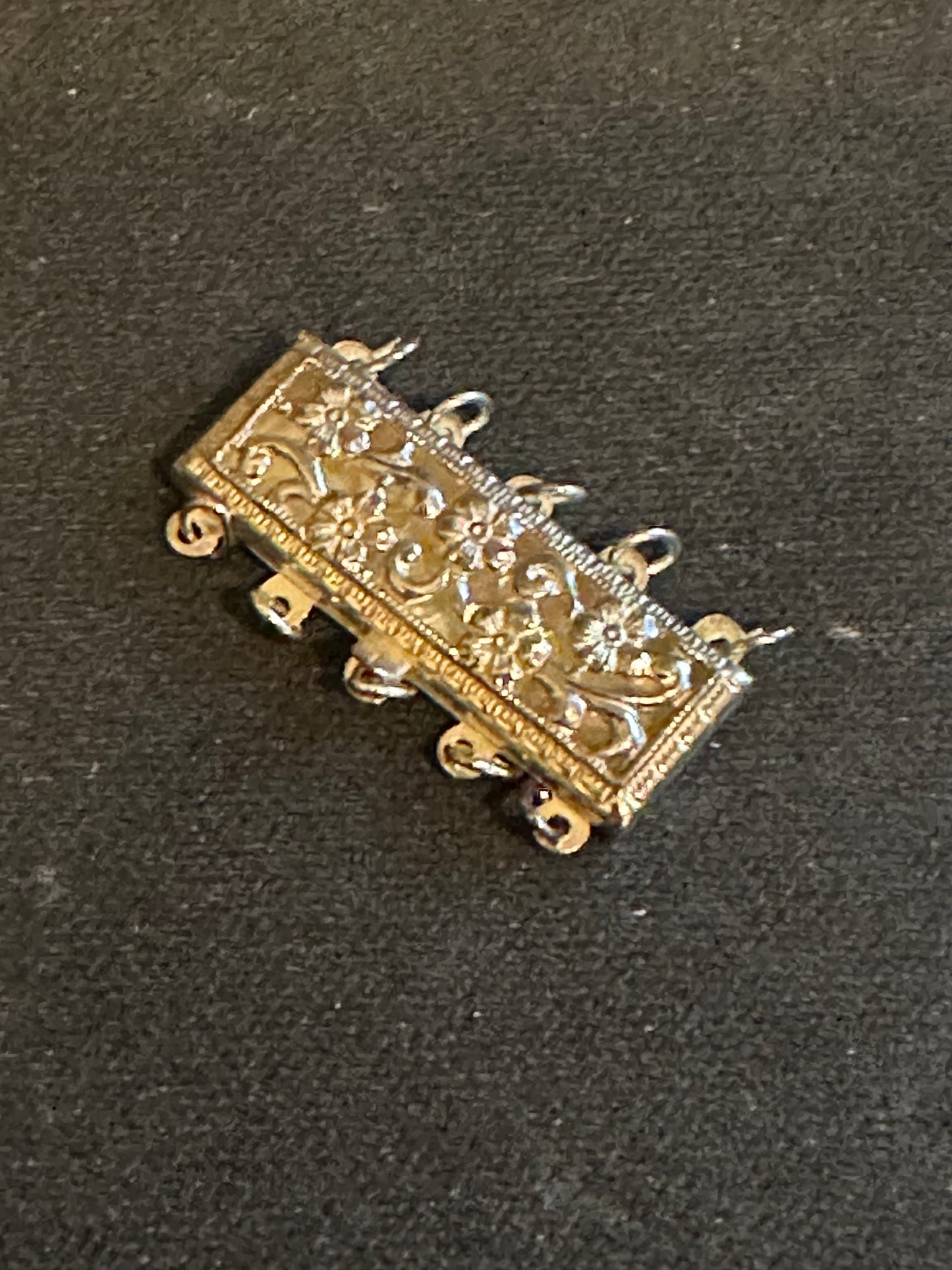 One Sterling Silver 23.5 x 12.5mm Filigree Box Safety Clasp, 5-Strand - New in bag