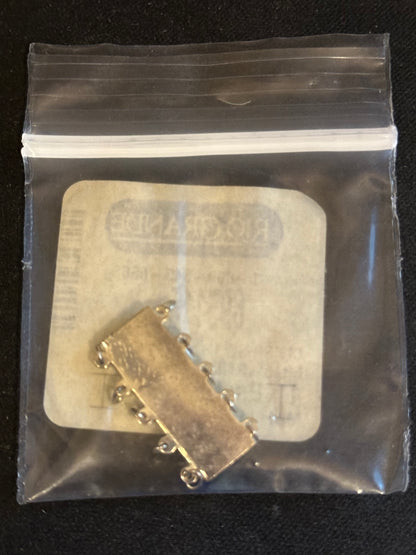 One Sterling Silver 23.5 x 12.5mm Filigree Box Safety Clasp, 5-Strand - New in bag