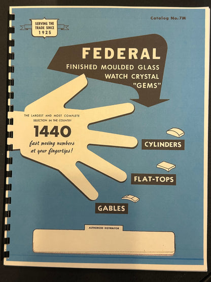 FEDERAL "GEMS" Watch Crystal Catalog No. 7M from 1950's - reprint