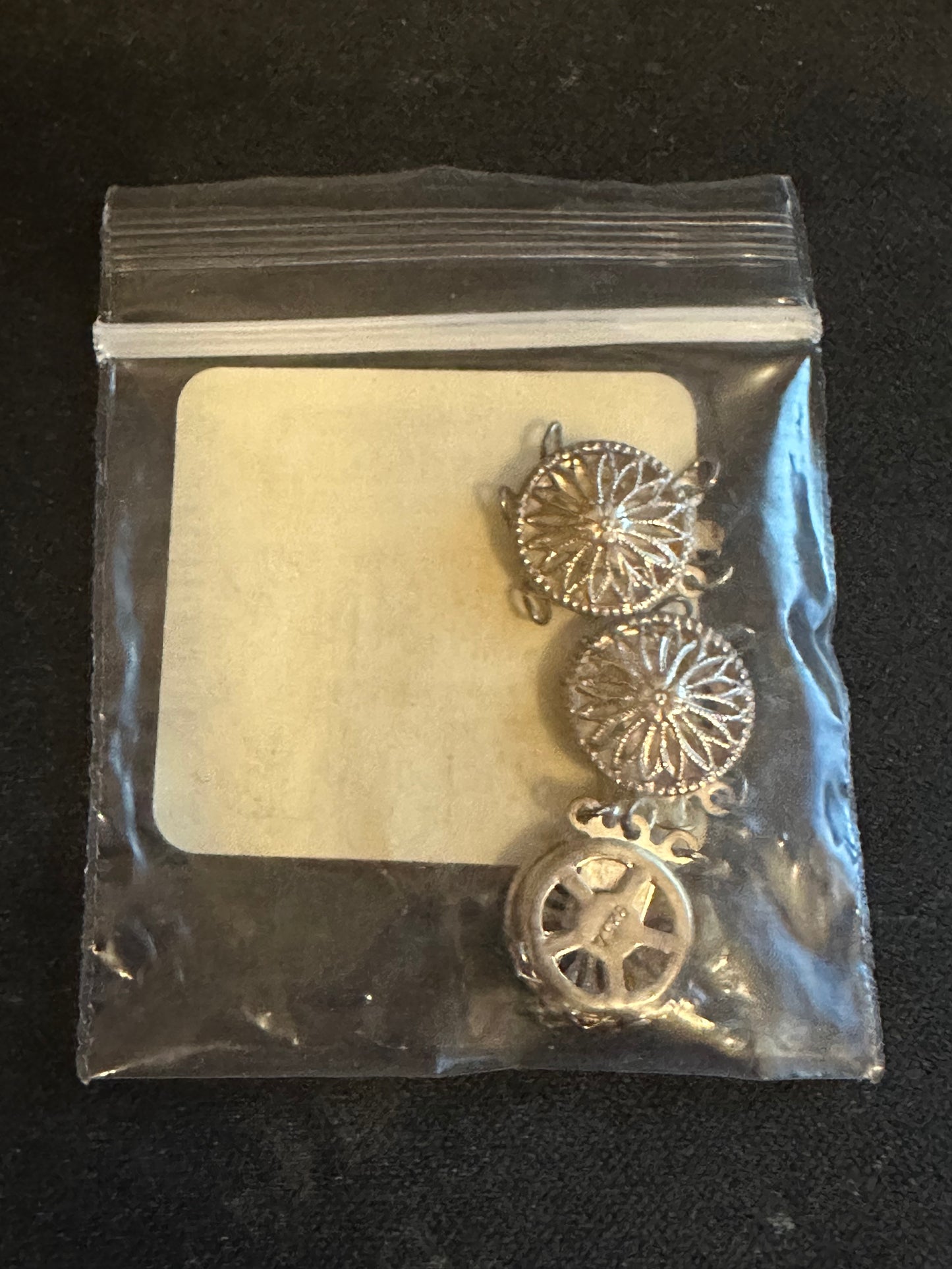 Pack of 3 - Sterling Silver Round 12.5mm diameter Filigree Box Safety Clasps, 2-Strand - New in bag
