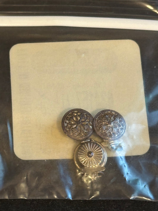 Pack of 3 - Sterling Silver Round 9.5mm diameter Filigree Box Safety Clasps, 2-Strand - New in bag