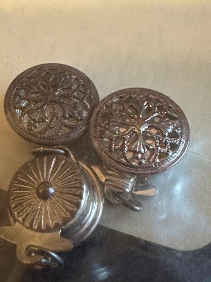 Pack of 3 - Sterling Silver Round 9.5mm diameter Filigree Box Safety Clasps, 2-Strand - New in bag