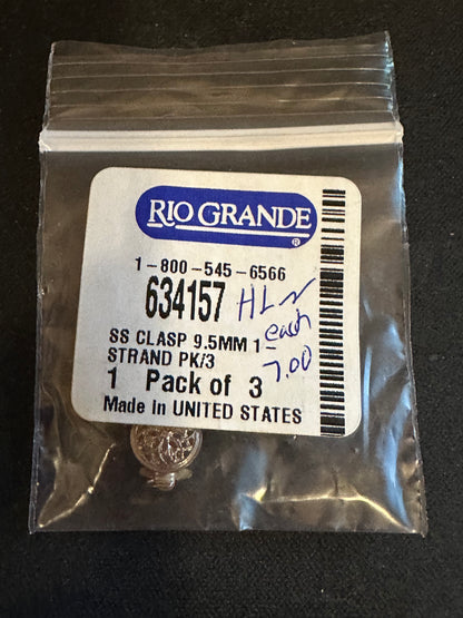 Pack of 3 - Sterling Silver Round 9.5mm diameter Filigree Box Safety Clasps, 2-Strand - New in bag