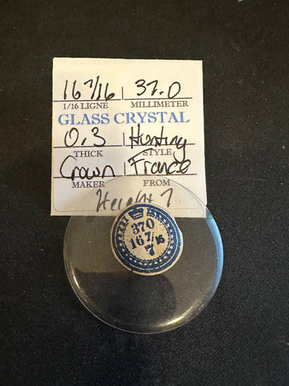 Crown Vintage Glass Hunting Case Watch Crystal 16-7/16 (~37.0mm) - NOS