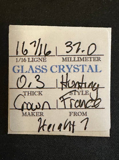 Crown Vintage Glass Hunting Case Watch Crystal 16-7/16 (~37.0mm) - NOS