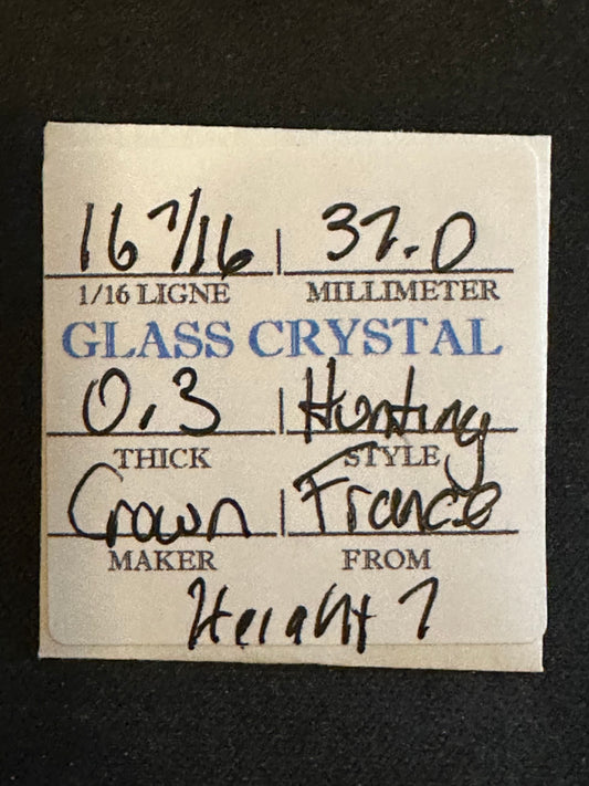 Crown Vintage Glass Hunting Case Watch Crystal 16-7/16 (~37.0mm) - NOS
