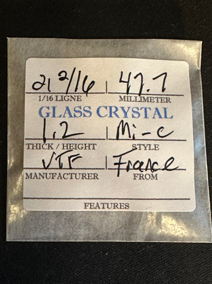 VTF Vintage Glass Pocket Watch Crystal 21-2/16 (~47.7mm) - NOS