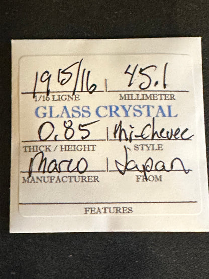 Marco Mi-Chevee Vintage Glass Pocket Watch Crystal 19-15/16 (45.1mm) - NOS