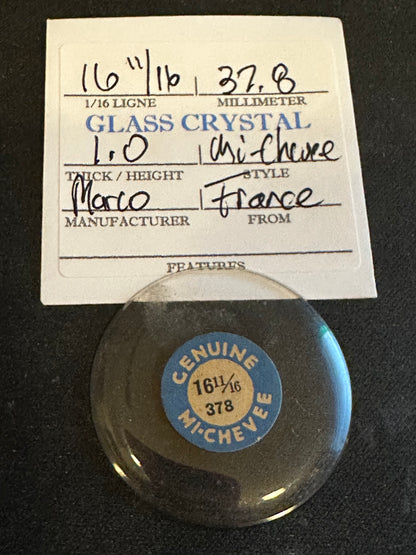 Marco Mi-Chevee Vintage Glass Pocket Watch Crystal 16-11/16 (37.8mm) - NOS