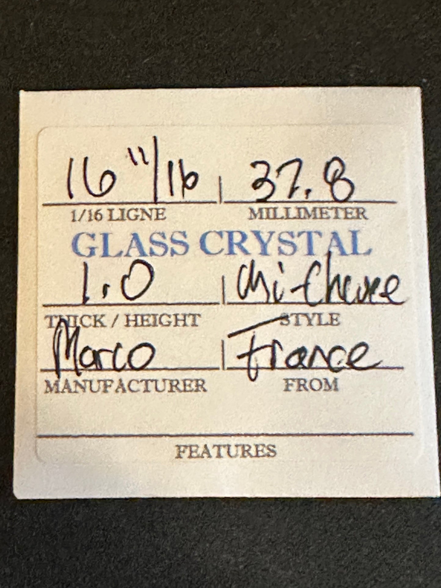 Marco Mi-Chevee Vintage Glass Pocket Watch Crystal 16-11/16 (37.8mm) - NOS