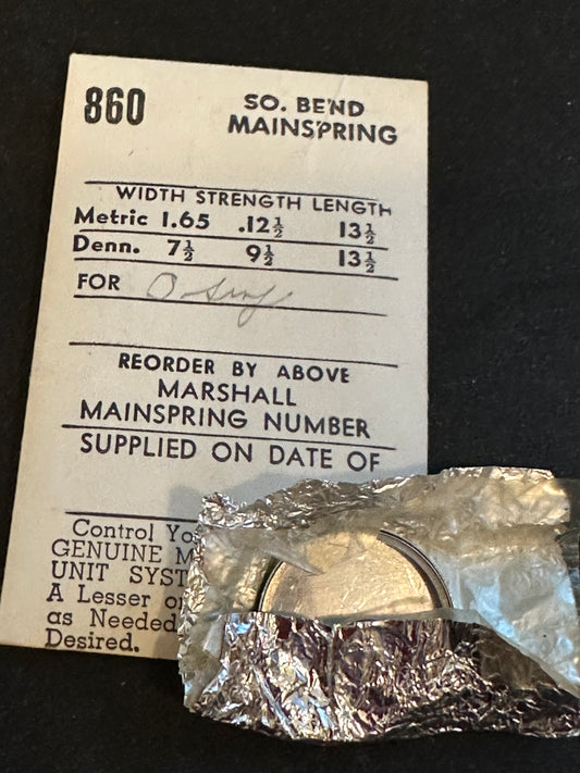 Marco Mainspring #860P for South Bend 0s Mainspring for 1st Model No. 12528 - Alloy