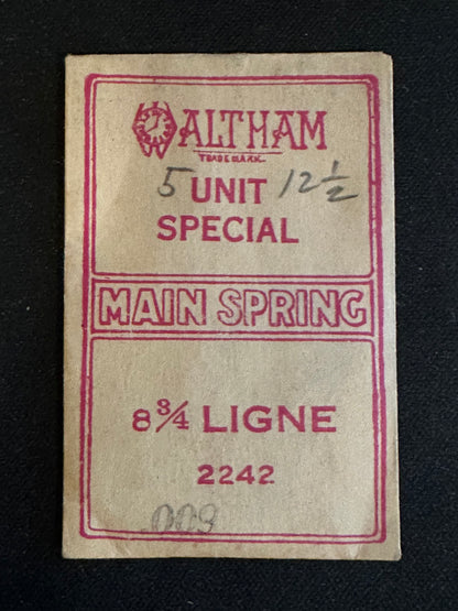 Waltham Factory Mainspring for 8¾  ligne No. 2242 - Steel