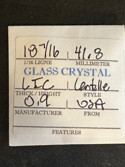 L.I.C Vintage Glass Pocket Watch Crystal 18-7/16 (~41.8mm) - NOS