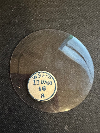 W. B. & C. Vintage Glass Hunting Case Watch Crystal 17-10/16 (~39.8mm) - NOS