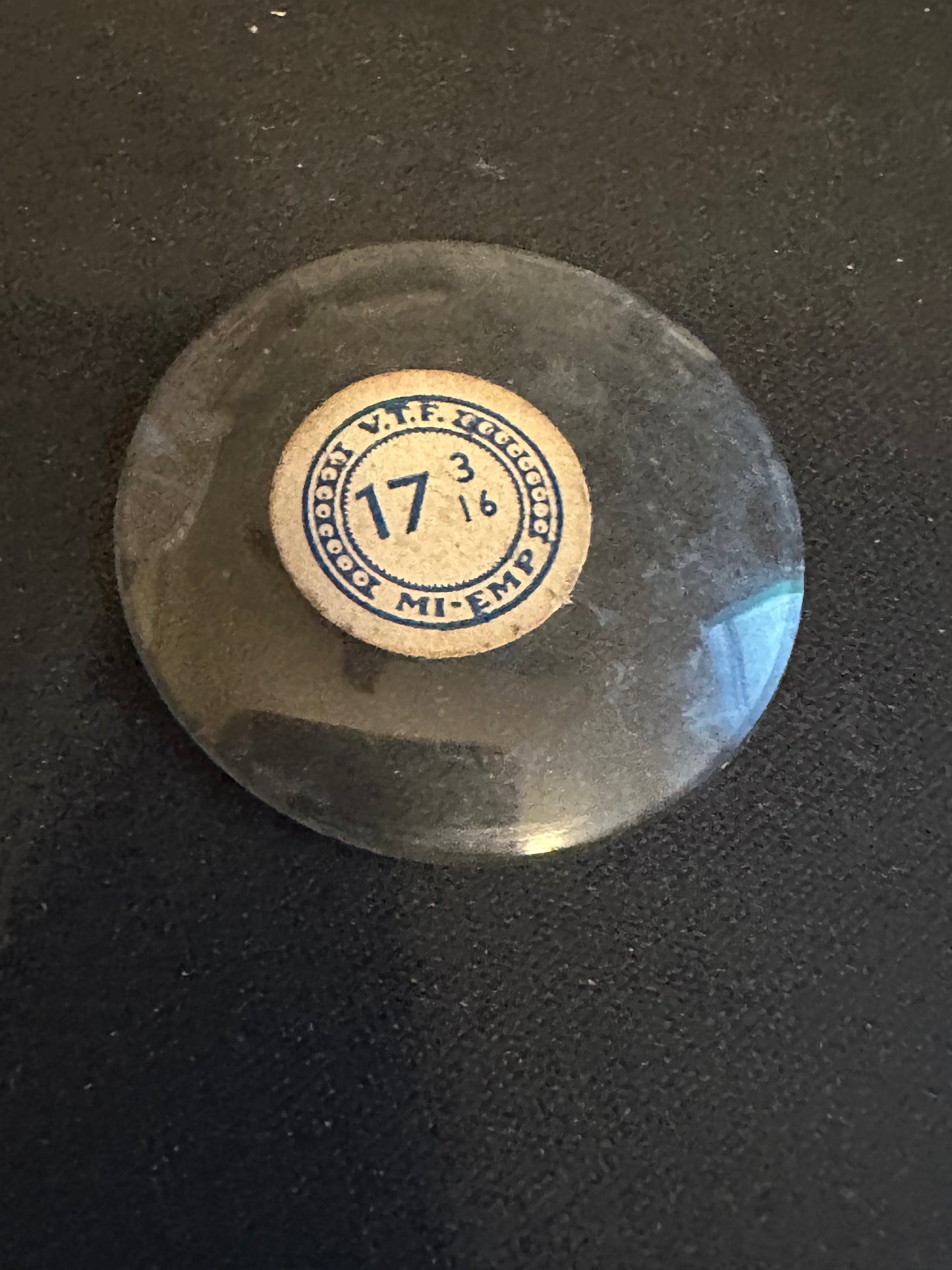 VTF Vintage Glass Pocket Watch Crystal 17-3/16 (~38.8mm) - NOS