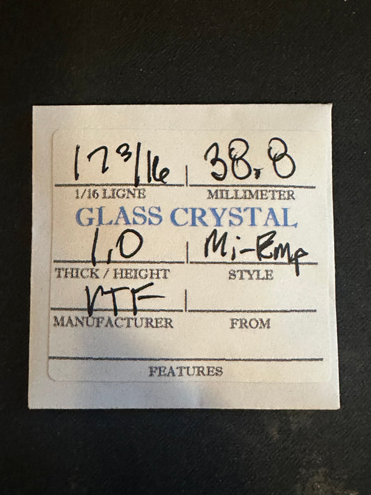 VTF Vintage Glass Pocket Watch Crystal 17-3/16 (~38.8mm) - NOS