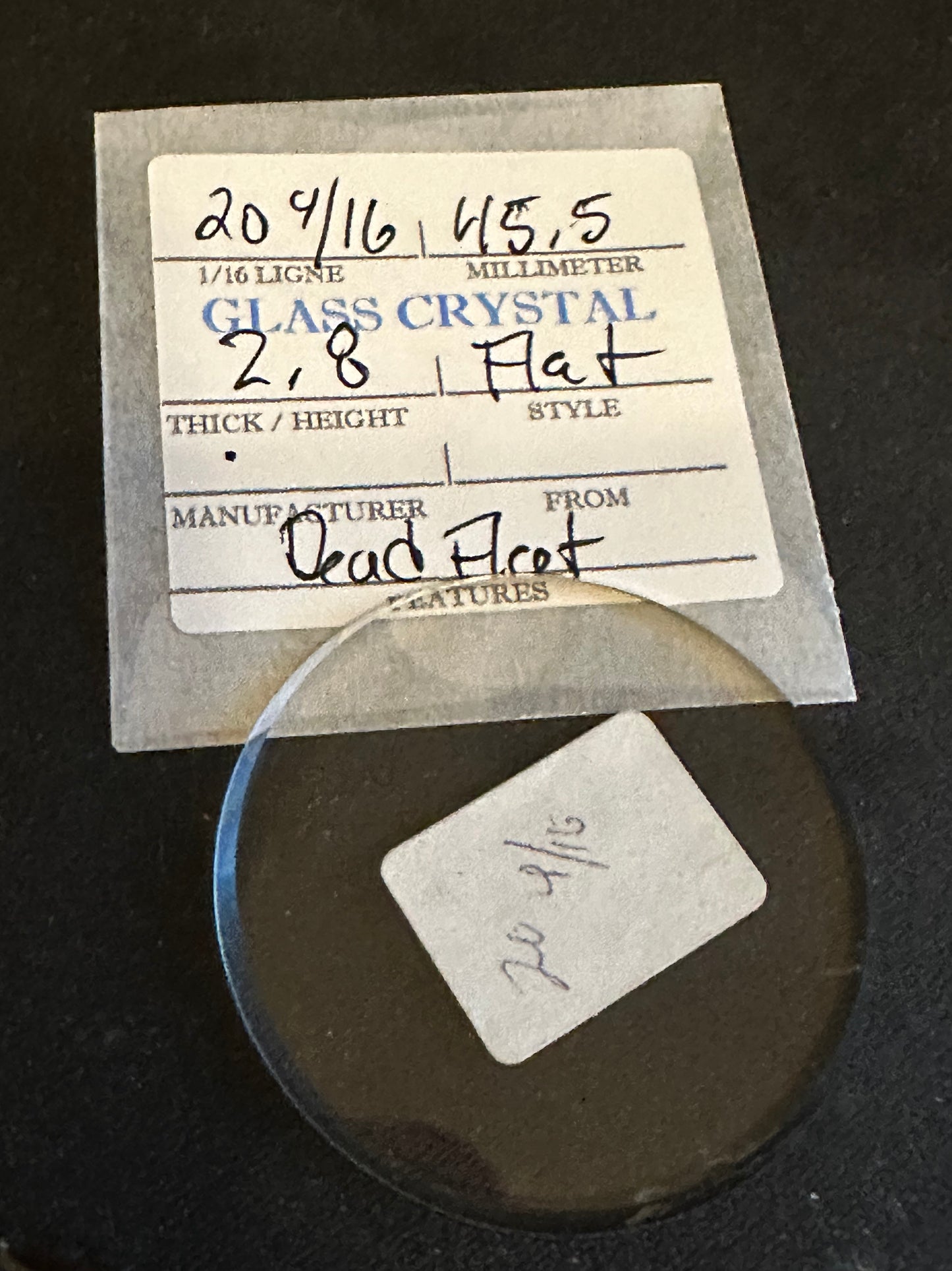 Vintage FLAT Glass Pocket Watch Crystal 20-4/16 (~45.5mm) - NOS