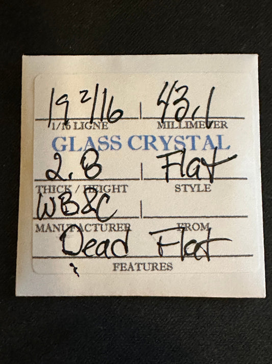 W. B. & C. Vintage FLAT Glass Pocket Watch Crystal 19-2/16 (~43.1mm) - NOS