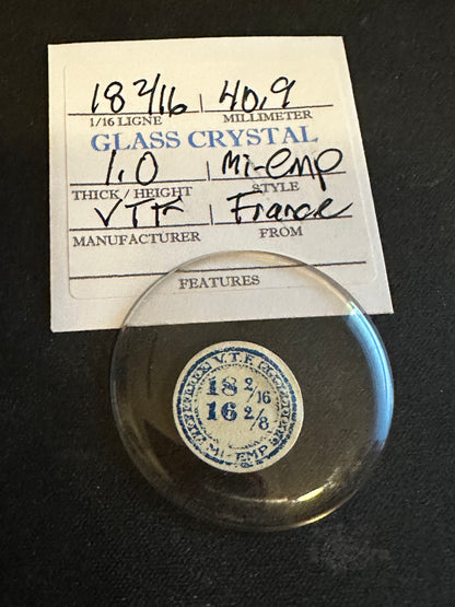 VTF Vintage Glass Pocket Watch Crystal 18-2/16 (~40.9mm) - NOS