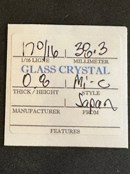 Vintage Beveled Glass Pocket Watch Crystal 17-0/16 (~38.3mm) - NOS