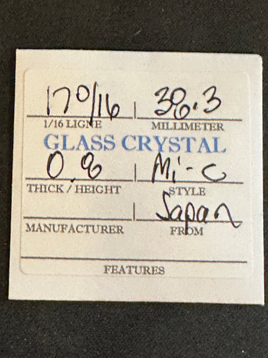 Vintage Beveled Glass Pocket Watch Crystal 17-0/16 (~38.3mm) - NOS