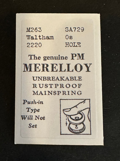 PM Merelloy Mainspring for Waltham 0s movements No. 2220 - Alloy