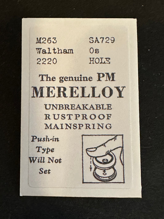 PM Merelloy Mainspring for Waltham 0s movements No. 2220 - Alloy