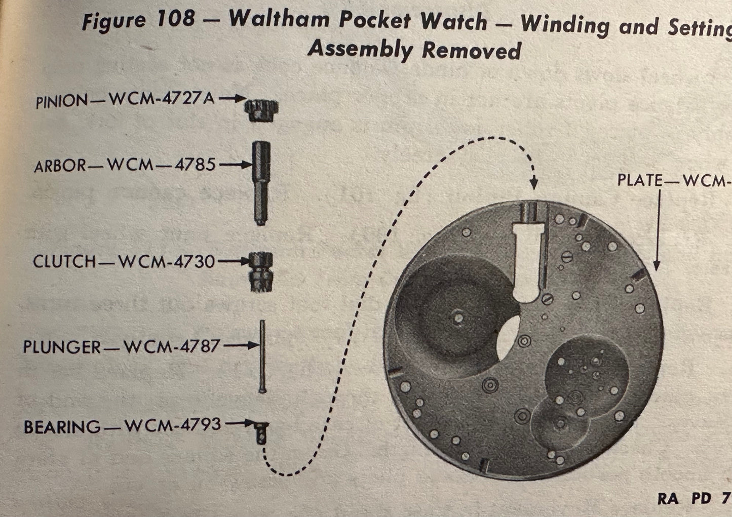 Waltham Winding Clutch Pair #4730 for 16s Military issue pocket watches in factory packaging