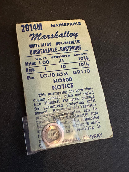Marco Marshalloy Mainspring 2914M for Longines 10.85M, Gruen 370, Movado 400 - Alloy