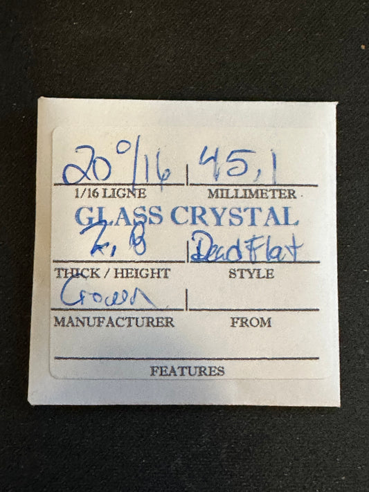 Crown Vintage FLAT Glass Pocket Watch Crystal 20-0/16 (~45.1mm) - NOS