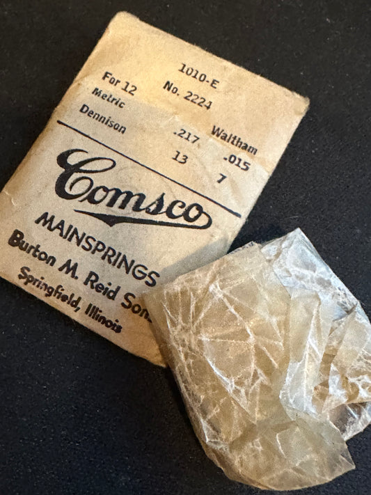 Comsco Mainspring #1010-E for Waltham 12s Factory No. 2224 - Steel